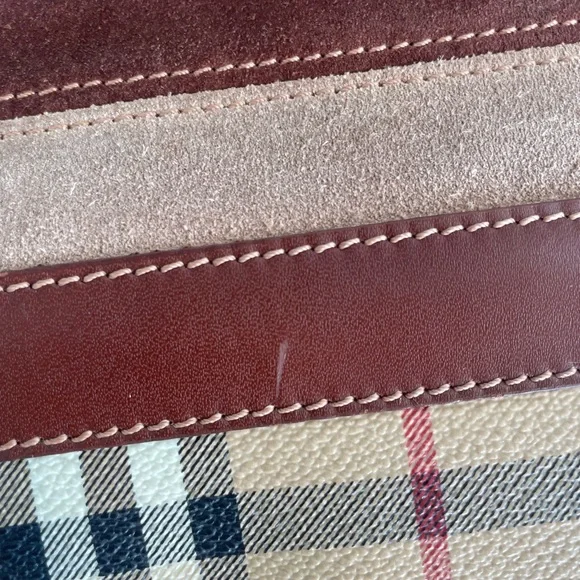 Vintage Burberry Plaid Tartan & Suede Bag - Picture 6 of 11